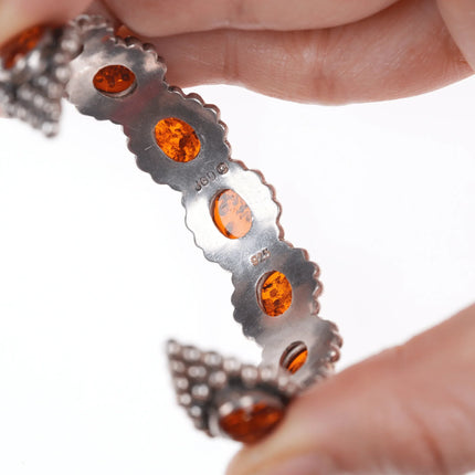 6.25" Janice Girardi Amber and Sterling cuff bracelet - Estate Fresh Austin
