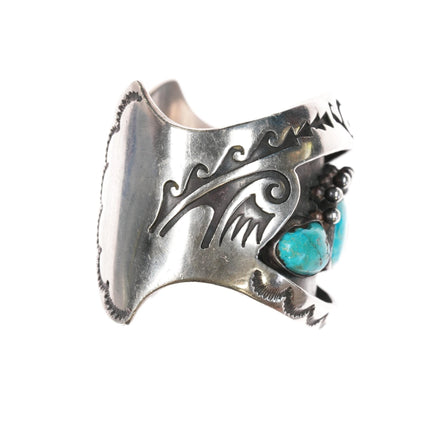 6.25" JJ Navajo sterling and turquoise shadowbox cuff bracelet - Estate Fresh Austin