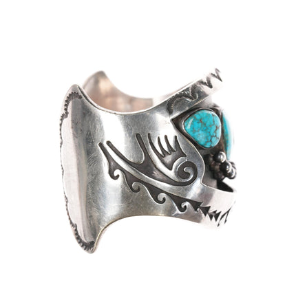 6.25" JJ Navajo sterling and turquoise shadowbox cuff bracelet - Estate Fresh Austin