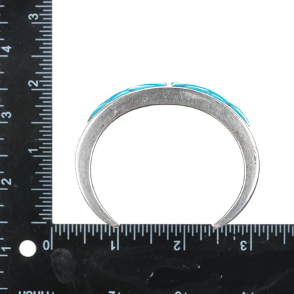 6.25" Joe Begay Navajo Sleeping Beauty turquoise inlay sterling cuff bracelet - Estate Fresh Austin