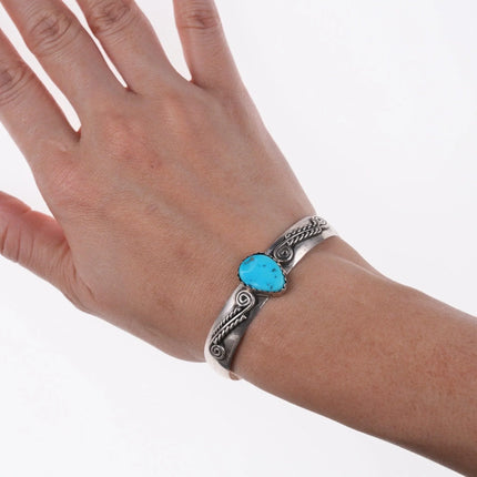 6.25" Juan Pedro Garcia Santo Domingo Silver and turquoise bracelet - Estate Fresh Austin