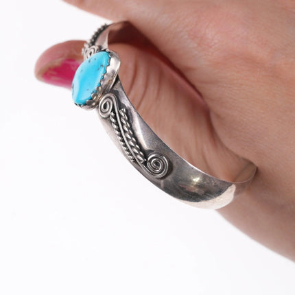 6.25" Juan Pedro Garcia Santo Domingo Silver and turquoise bracelet - Estate Fresh Austin