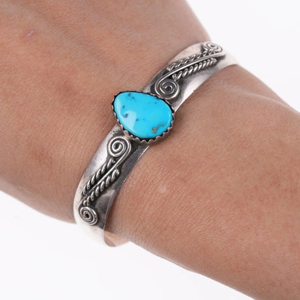 6.25" Juan Pedro Garcia Santo Domingo Silver and turquoise bracelet - Estate Fresh Austin