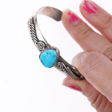 6.25" Juan Pedro Garcia Santo Domingo Silver and turquoise bracelet - Estate Fresh Austin