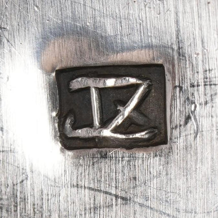 6.25" Large JZ Vintage Native American sterling turquoise inlay cuff bracelet - Estate Fresh Austin