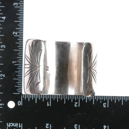 6.25" Large JZ Vintage Native American sterling turquoise inlay cuff bracelet - Estate Fresh Austin