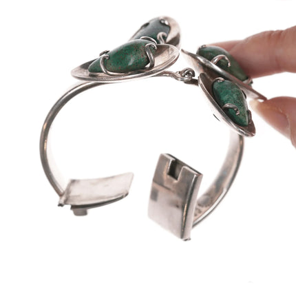 6.25" Los Castillo sterling silver floraform chysocolla bangle bracelet - Estate Fresh Austin