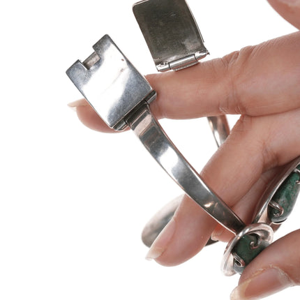 6.25" Los Castillo sterling silver floraform chysocolla bangle bracelet - Estate Fresh Austin