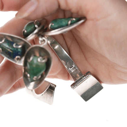 6.25" Los Castillo sterling silver floraform chysocolla bangle bracelet - Estate Fresh Austin