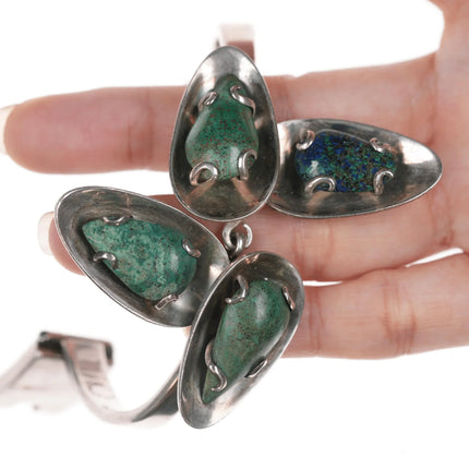 6.25" Los Castillo sterling silver floraform chysocolla bangle bracelet - Estate Fresh Austin