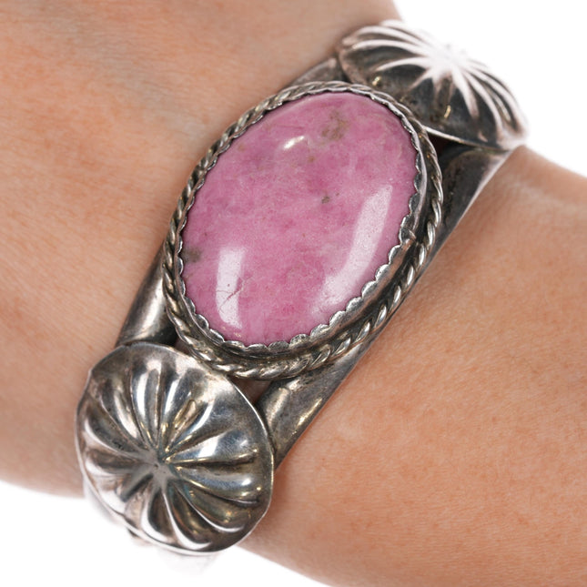 6.25" M Begaye Navajo sterling rhodochrosite cuff bracelet - Estate Fresh Austin