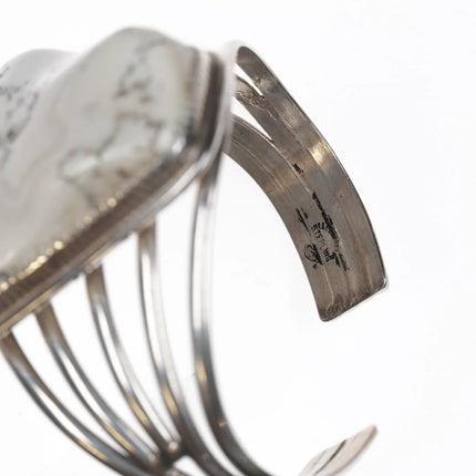 6.25" M Vallo Native American Sterling and white buffalo cuff bracelet/pendant - Estate Fresh Austin