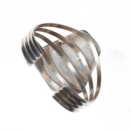 6.25" M Vallo Native American Sterling and white buffalo cuff bracelet/pendant - Estate Fresh Austin