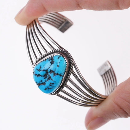 6.25" M Yazzie Navajo Sterling and turquoise bracelet - Estate Fresh Austin