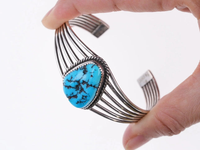 6.25" M Yazzie Navajo Sterling and turquoise bracelet - Estate Fresh Austin