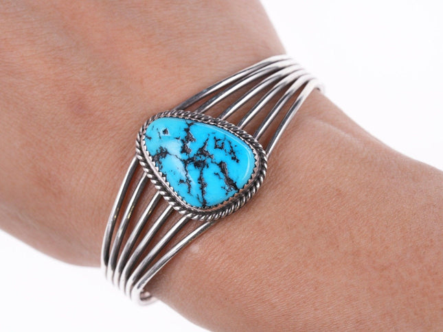 6.25" M Yazzie Navajo Sterling and turquoise bracelet - Estate Fresh Austin