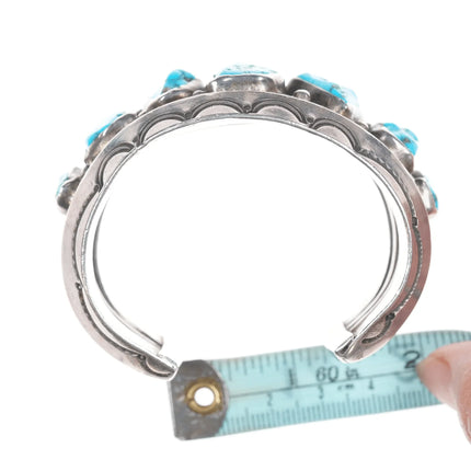 6.25" Mark Chee (1914-1981) Navajo silver cuff bracelet with turquoise - Estate Fresh Austin