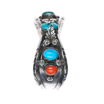 6.25" Milton Lasiloo Zuni Sterling turquoise and coral cuff bracelet - Estate Fresh Austin