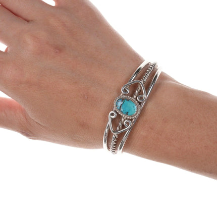 6.25" Native American Sterling and turquoise bracelet - Estate Fresh Austin