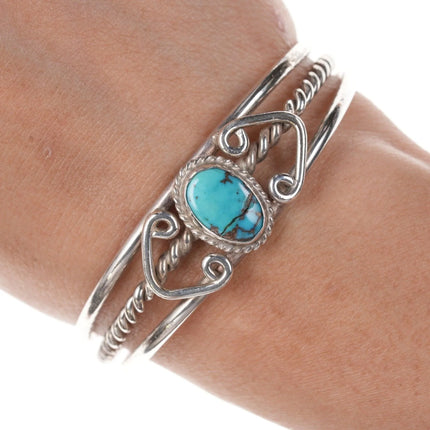 6.25" Native American Sterling and turquoise bracelet - Estate Fresh Austin