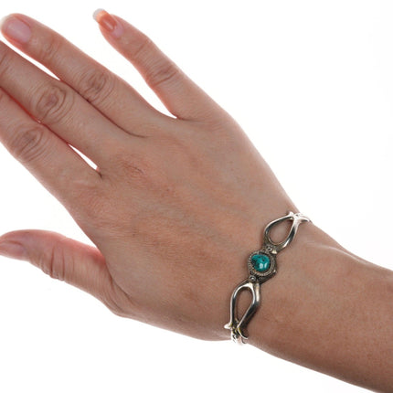 6.25" Navajo Cast sterling and turquoise bracelet - Estate Fresh Austin