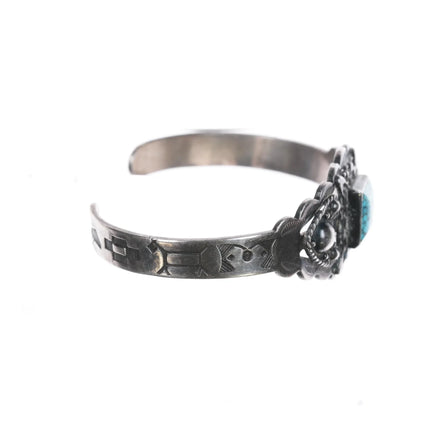 6.25" Navajo Curio/Fred Harvey sterling cuff bracelet high grade turquoise - Estate Fresh Austin