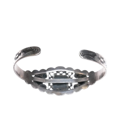 6.25" Navajo Curio/Fred Harvey sterling cuff bracelet high grade turquoise - Estate Fresh Austin