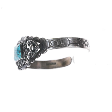 6.25" Navajo Curio/Fred Harvey sterling cuff bracelet high grade turquoise - Estate Fresh Austin