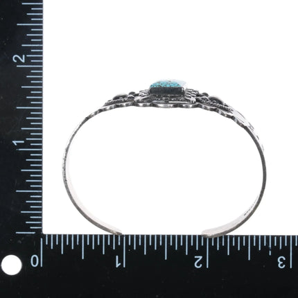 6.25" Navajo Curio/Fred Harvey sterling cuff bracelet high grade turquoise - Estate Fresh Austin