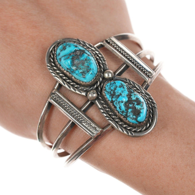 6.25" Navajo Nugget turquoise sterling bracelet - Estate Fresh Austin