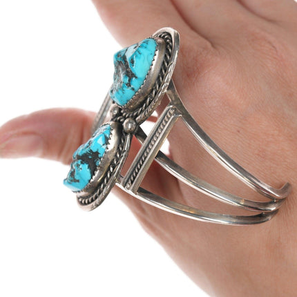 6.25" Navajo Nugget turquoise sterling bracelet - Estate Fresh Austin