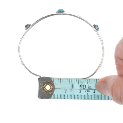 6.25" Navajo shadowbox silver snake eye turquoise cuff bracelet - Estate Fresh Austin