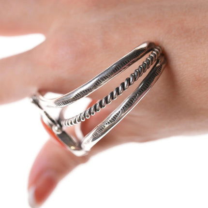 6.25" Navajo Sterling and coral bracelet - Estate Fresh Austin