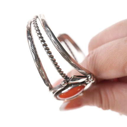 6.25" Navajo Sterling and coral bracelet - Estate Fresh Austin