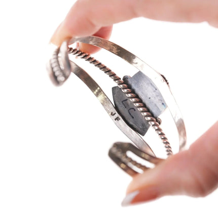 6.25" Navajo Sterling and coral bracelet - Estate Fresh Austin