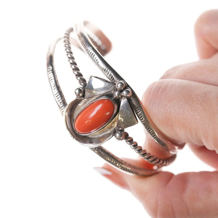 6.25" Navajo Sterling and coral bracelet - Estate Fresh Austin