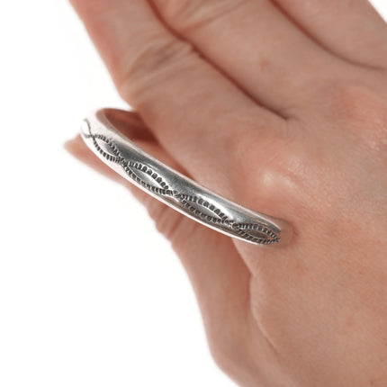 6.25" Navajo Vintage stamped silver slim cuff bracelet - Estate Fresh Austin