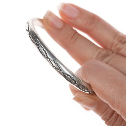 6.25" Navajo Vintage stamped silver slim cuff bracelet - Estate Fresh Austin