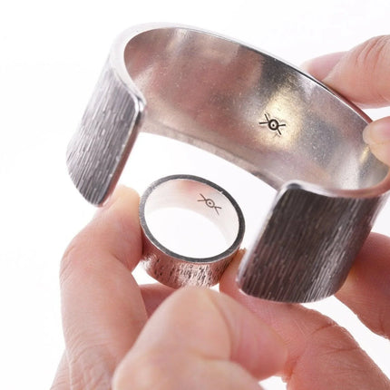 6.25" Norbert Peshlakai Navajo 14k Sterling, coral, jet, and shell bracelet and - Estate Fresh Austin