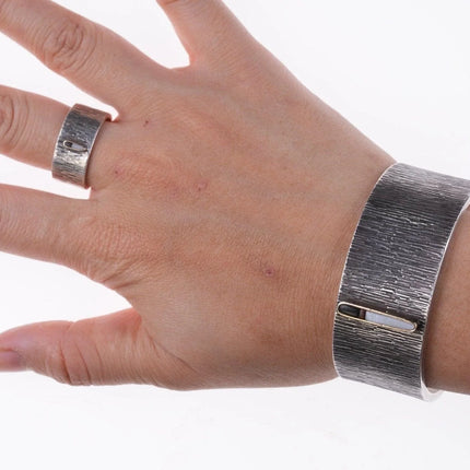 6.25" Norbert Peshlakai Navajo 14k Sterling, coral, jet, and shell bracelet and - Estate Fresh Austin