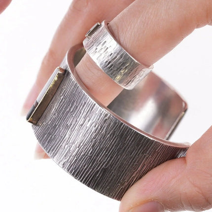 6.25" Norbert Peshlakai Navajo 14k Sterling, coral, jet, and shell bracelet and - Estate Fresh Austin