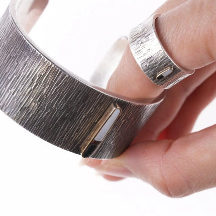 6.25" Norbert Peshlakai Navajo 14k Sterling, coral, jet, and shell bracelet and - Estate Fresh Austin