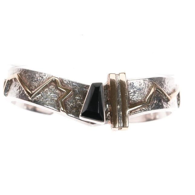 6.25" Nusie Henry Belon Navajo 14k/sterling post modernist cuff bracelet - Estate Fresh Austin