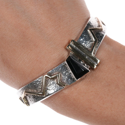 6.25" Nusie Henry Belon Navajo 14k/sterling post modernist cuff bracelet - Estate Fresh Austin