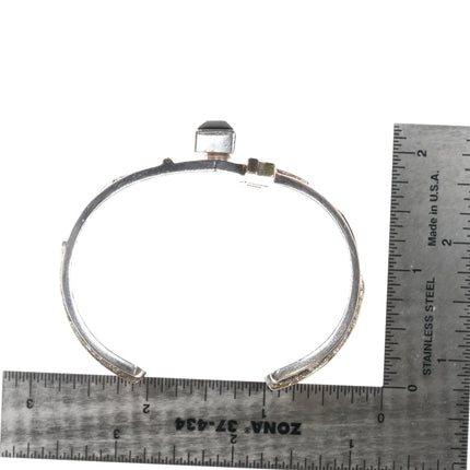 6.25" Nusie Henry Belon Navajo 14k/sterling post modernist cuff bracelet - Estate Fresh Austin