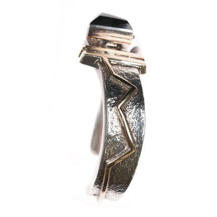 6.25" Nusie Henry Belon Navajo 14k/sterling post modernist cuff bracelet - Estate Fresh Austin