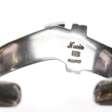 6.25" Nusie Henry Belon Navajo 14k/sterling post modernist cuff bracelet - Estate Fresh Austin