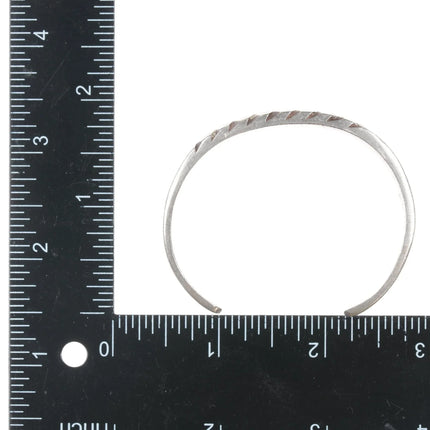 6.25" Older Zuni sterling slant turquoise flush inlay cuff bracelet - Estate Fresh Austin