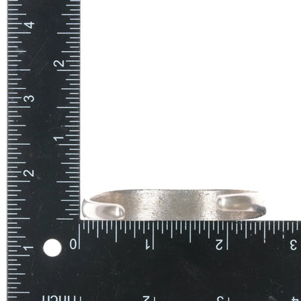 6.25" Older Zuni sterling slant turquoise flush inlay cuff bracelet - Estate Fresh Austin