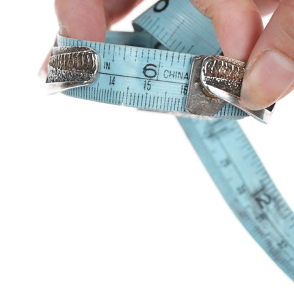 6.25" Ric Charlie Navajo sterling tufa cast cuff bracelet with spiderweb turquoise - Estate Fresh Austin